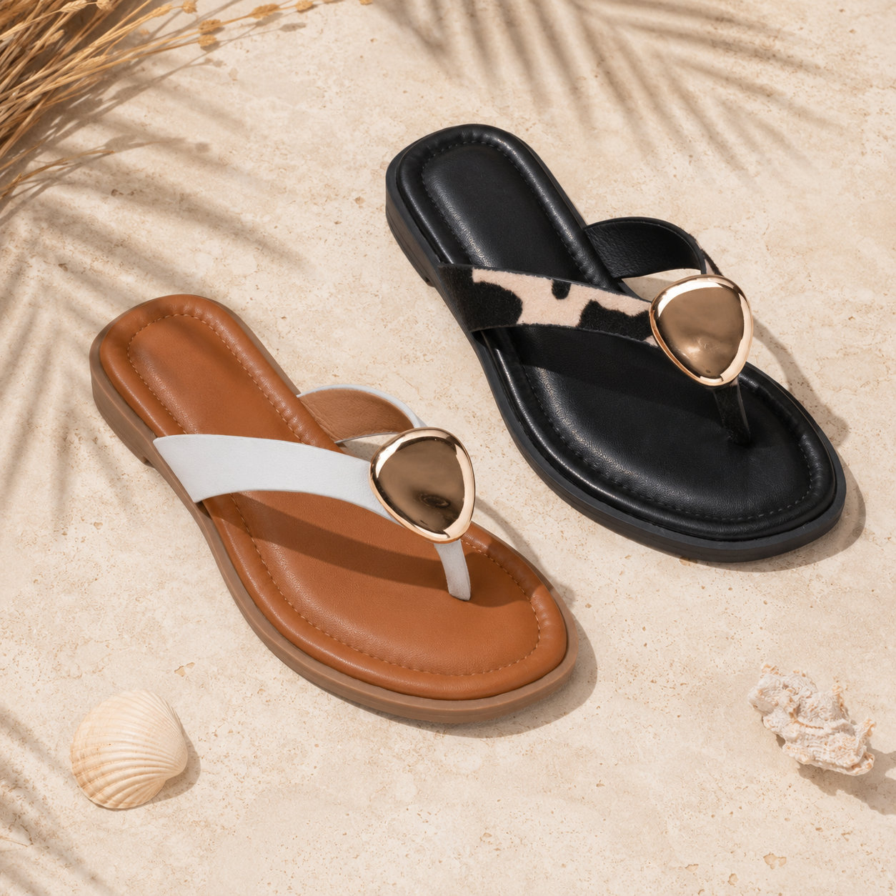 Women's Lumi Black Embellished Flat Sandals