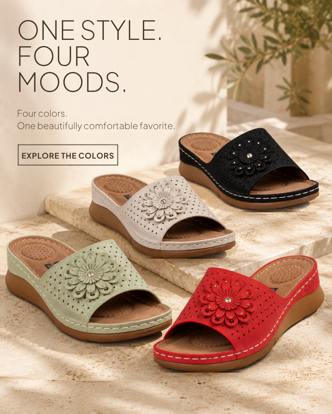 Gabbie Flower Rosette Comfort Sandals- In 4 Different Shades