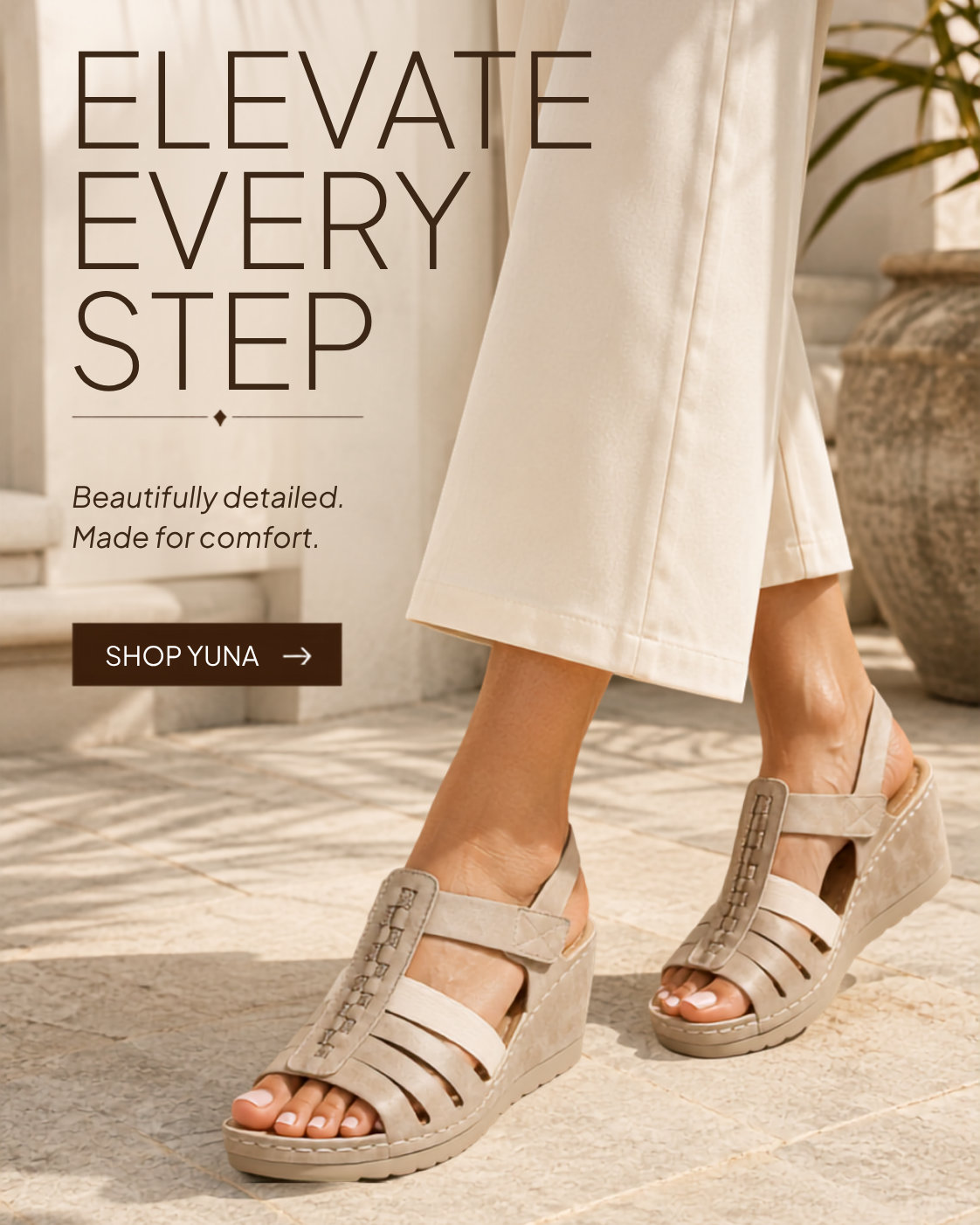 Women's Yuna Nude Strappy Wedge Sandals