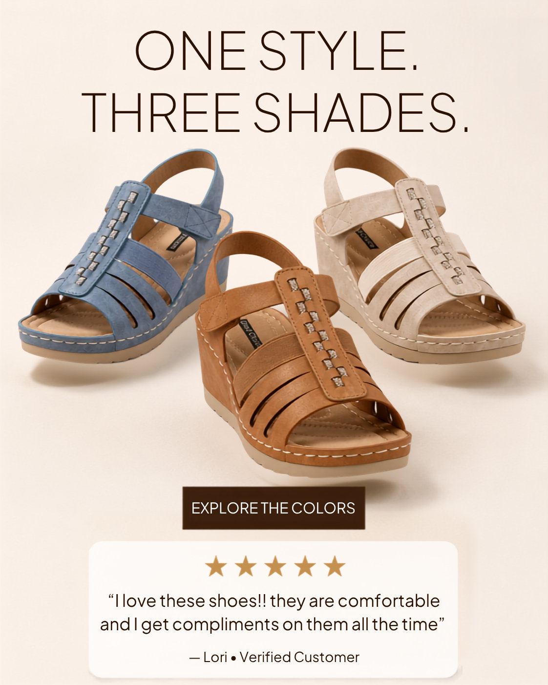 Women's Yuna Strappy Wedge Sandals- In 3 different shades