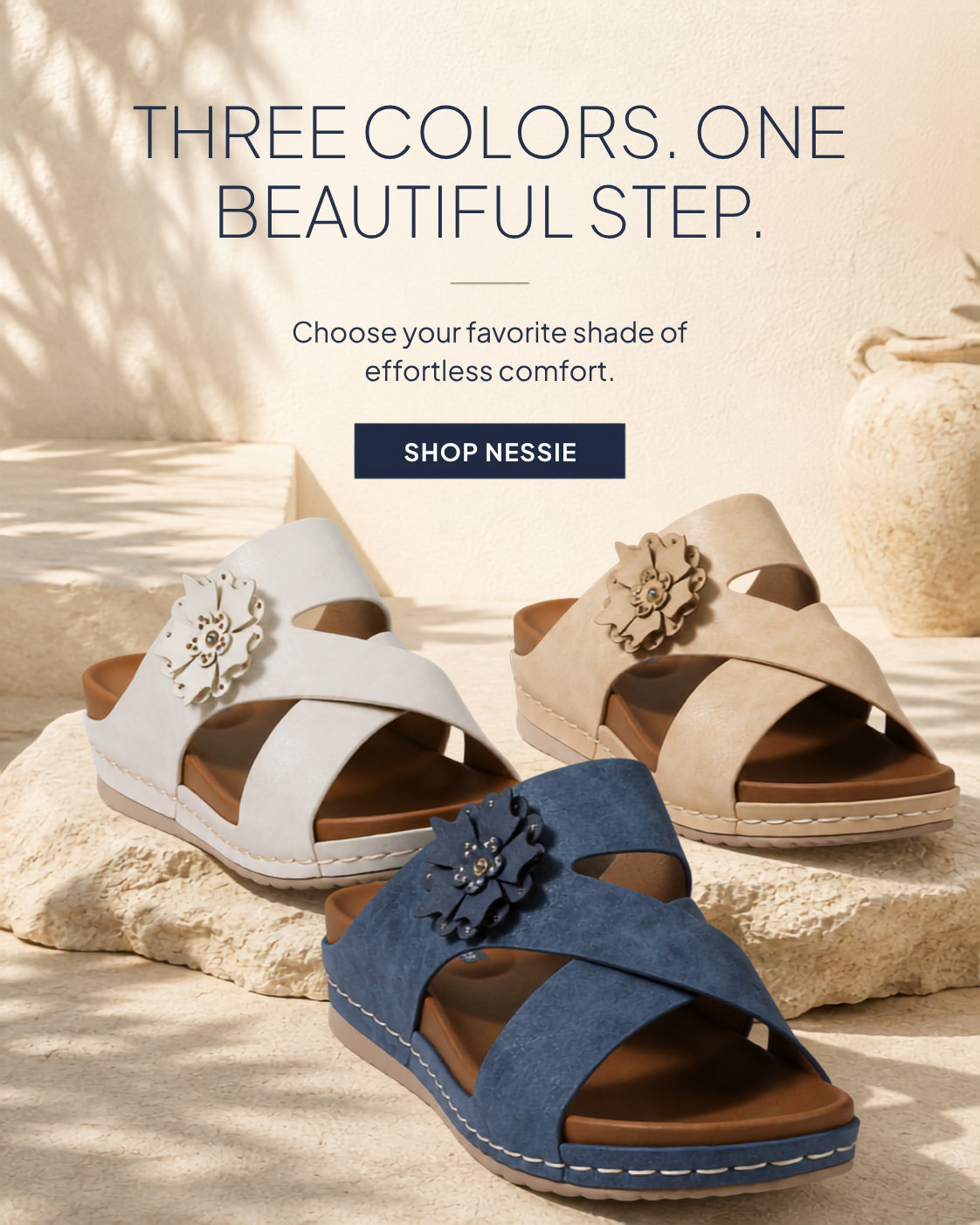 Women's Nessie Flower Comfort Sandals- In 3 Different Shades