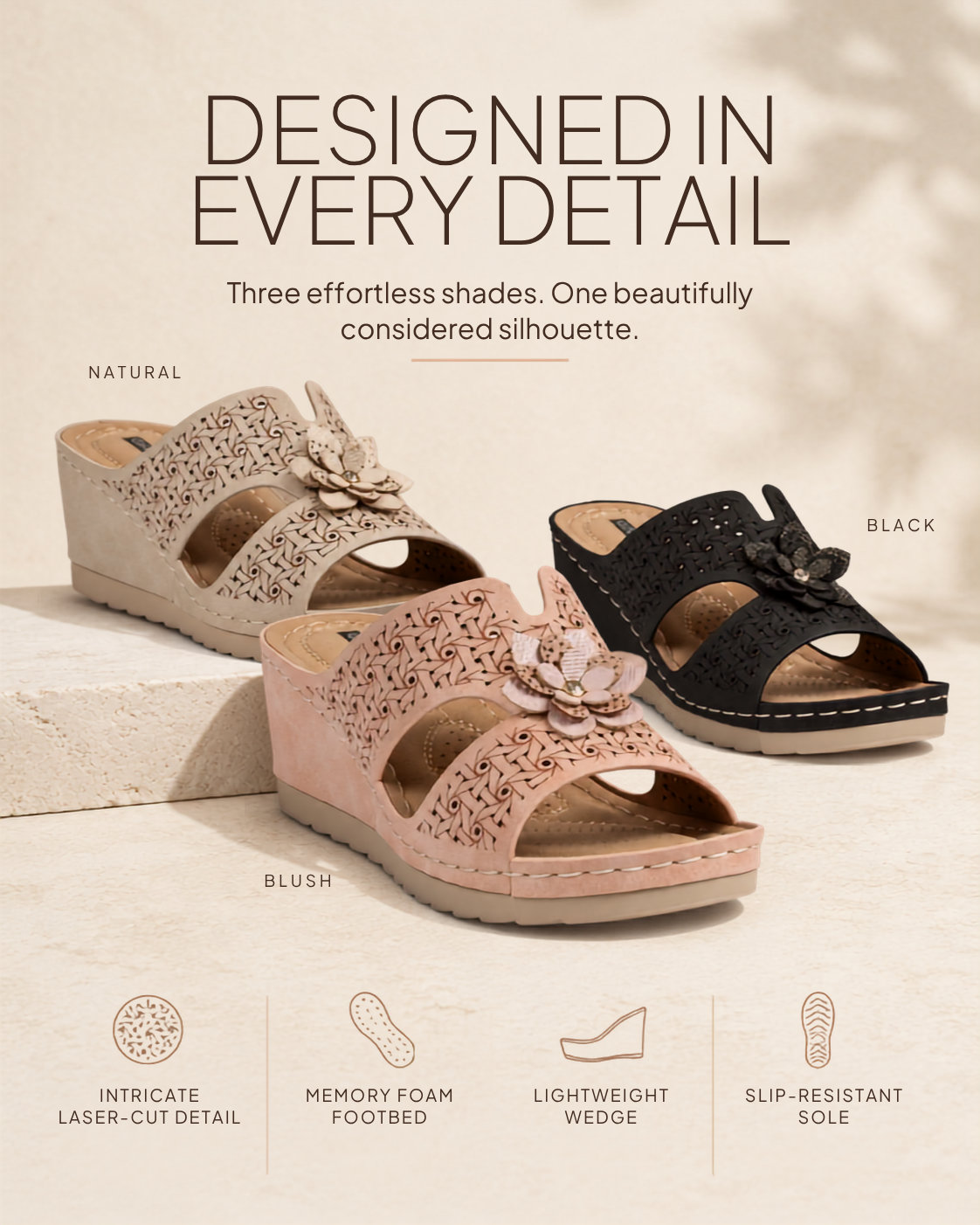 Women's Nancia Blush Floral Wedge Sandals