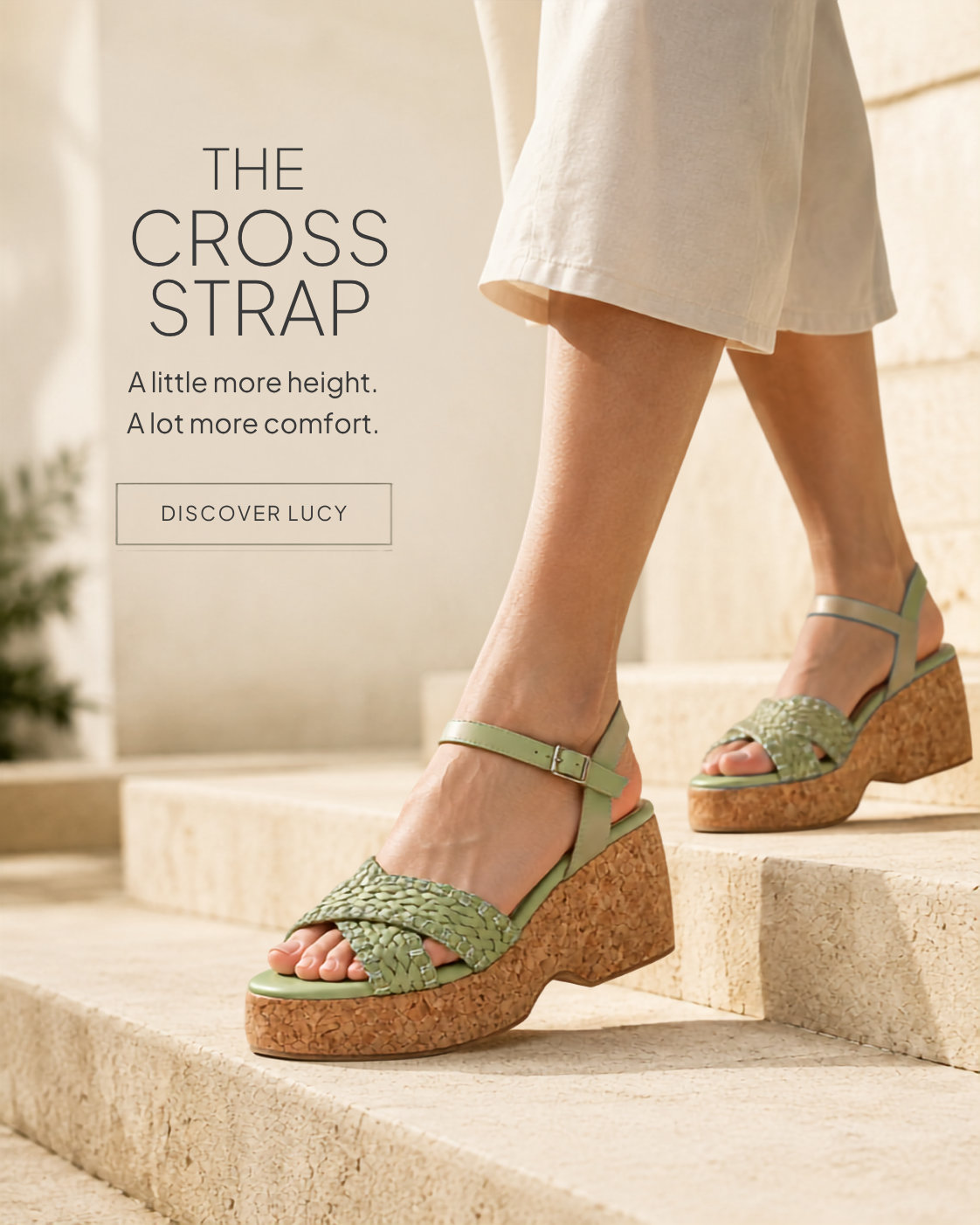 Lucy Green Cross Strap Slingback Platform Sandals