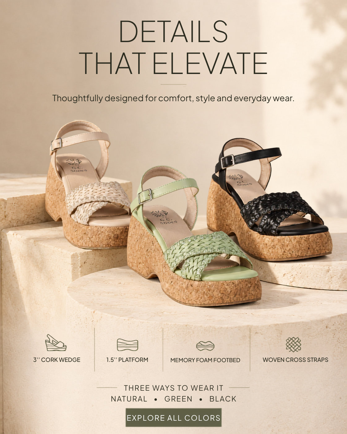 Lucy Cross Strap Slingback Platform Sandals- In 3 Shades