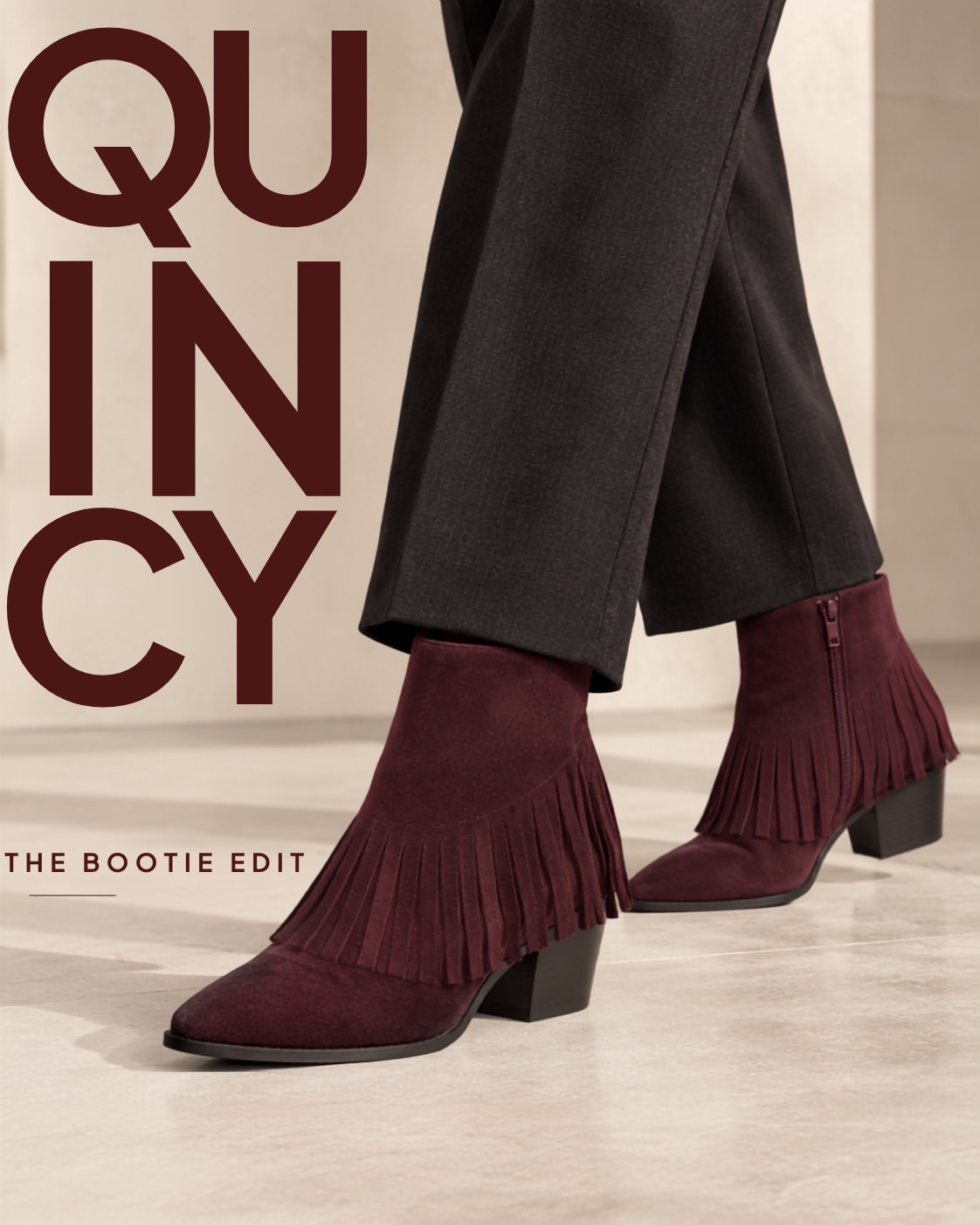 Quincy Burgundy Bootie